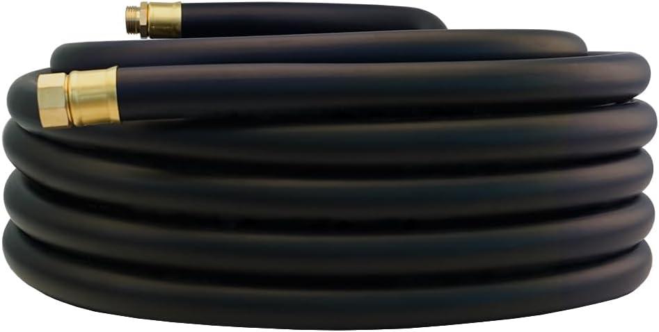 Guitrees 75FT ×1 inch Heavy Duty Rubber Garden Hose - 200psi Working, 1000psi Burst - Hot/Cold Water - Five-Layered Braiding for Durability - Versatile for Gardening, Agriculture, Construction(Black)