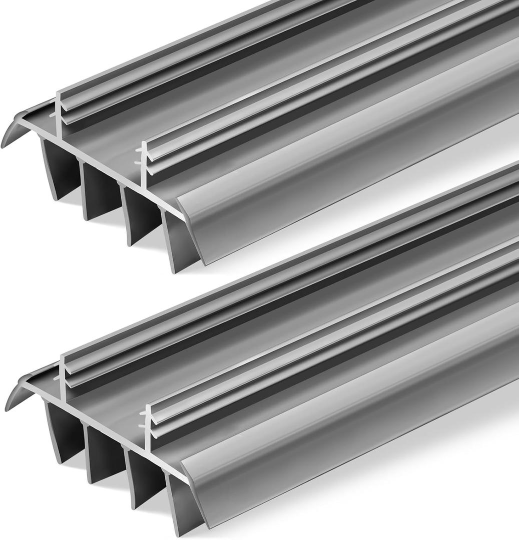 Replacement Door Bottom with Vinyl Fins 36" Long 1 3/4" Wide Threshold Seal Bottom of Door Weatherstrip Kerf Weather Stripping for 7/8" Between Barbs(2 Pcs,Grey)