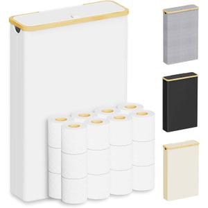 SpaceAid Extra Large Toilet Paper Storage with Lid, Hold up to 24 Regular Rolls or 18 Mega Rolls, Slim Toilet Paper Basket Holder Bin Container, Bathroom Accessories Organizer, White