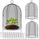 Novabright 2 Pack Garden Cloches for Plants 12" x 16" with Stakes & Zip Ties, Plant Covers from Animals Large Metal Mesh Chicken Wire Cloche Plant Protector Cage for Vegetable Garden Outdoor (Black)