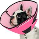 Queenmore Dog Cones for Medium Dogs, Soft Dog Cone Collar After Surgery, Pet Cone for Dogs Wound Care, Spay, Neuter, Breathable Pet Surgery Collars & Cones, Pink M