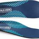 Walkhero Plantar Fasciitis Pain Relief Insoles High Arch Support Orthotic Shoes Inserts, Relieve Flat Feet and Foot Fatigue (Mens 11-11 1/2 | Womens 13-13 1/2, Blue Gray)