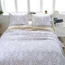 Sanracie Oversized King Bedspread(128"x120"), 100% Cotton Embroidery Pattern Quilt Set 3Pcs Extra Soft Lightweight Beige Colored California King Size Extra Large Wide Bedding Coverlet, Oversized King Plus