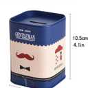 2 x 2 Pack Tinplate Piggy Bank Square Money Box Metal British Style Storage Jar Cartoon Children S Piggy Bank