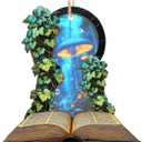 3 x GEEMBI Book Lovers Gifts for Women - 2D Flat (Not 3D) Suncatcher Mushroom Christmas Ornaments 2025 - Bookish Gift for Readers Librarian, Christmas Ornament Gifts for Teacher, Fantasy Xmas Decorations (Emerald - Enchanted Tales)