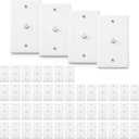 Weewooday 1-Port TV Cable Wall Plate with F Connector Coax Wall Plate Video Jack Single Gang(White,50 Pcs)