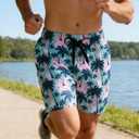 Cozople Men's Swim Trunks with Compression Liner 5.5" Inseam Quick Dry Bathing Suit Boxer Brief Lined Swim Shorts Swimwear (XXL)