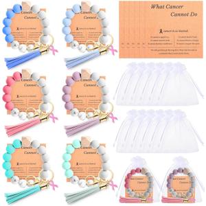 2 x Sureio Breast Cancer Awareness Party Favors for Women Beaded Bracelet Pink Ribbon for Charity Fundraiser Inspirational Gifts (Multicolor)