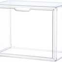BOHOIDEE 1PACK Clear Book Storage Organizer for Bookshelf, Plastic Stackable Book Display Case with Magnetic Door, Acrylic Showcase for Toys Handbags, Shoes, Purses