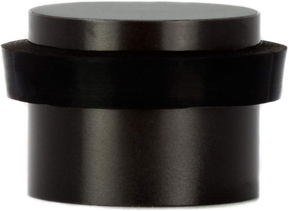 EVI Door Stops | Black Door Stopper - Adhesive Installation - Black Rubber Protector - 0.94 x 0.79 Inch Door Stop (Black Lacquered Stainless Steel)
