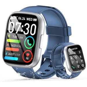Smart Watch for Men Women, 1.95" HD Touchscreen Fitness Tracker with Bluetooth Calling, Fitness Watch with 110+ Sports Modes/Heart Rate/Sleep Monitor, IP68 Waterproof Smartwatch for Android iOS, Blue