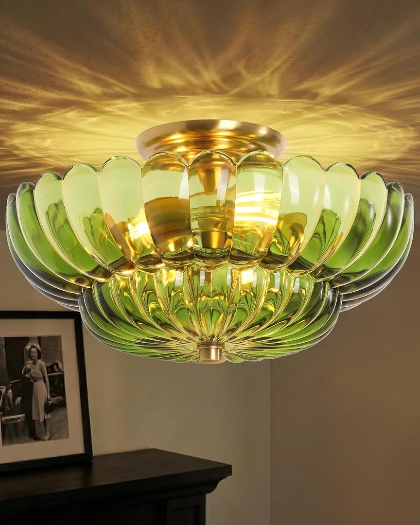 Semi Flush Mount Ceiling Light 14" Vinatge Gold Hallway Lights