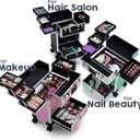 Hododou Rolling Makeup Case Cosmetic Travel Trolley Storage Sliding Drawer 4 Tray Makeup Travel Case with Wheels Salon Barber Case Traveling Cart Trunk for Cosmetologist Nail Tech Hairstylist (EXP 08/20/26)