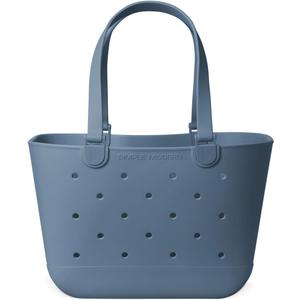Simple Modern Large Beach Bag | Waterproof Getaway Rubber Tote with Zipper Pocket for Travel, Pool, Boat, Groceries, Sports | Blue Dune