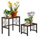 Evergreen Garden Nesting Plant Stands Indoor/Outdoor, Metal Plant Stand for Patio, Porch, Garden, Corner Plant Stands for Indoor Plants (Montebello, Set of 2)