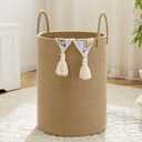 Artfeel Laundry Basket,Woven Cotton Rope Laundry Hamper,100L for Decorative Storage of Dirty Clothes,Toys and Blankets in Bathroom,Baby Room and Living Room (Jute)