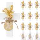 Flutesan 12 Sets Baptism Favors for Guests First Communion Wooden Cross Fridge Magnets with Flower and Bag, Christian Souvenirs Gift for Party Decoration, Baby Shower, Kitchen Decor (Classic,White)
