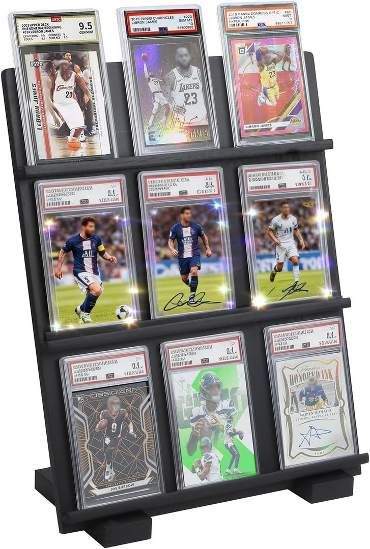 Wooden Trading Card Display Stand, Applicable to PSA/CSG/BGS/SGC Graded Cards, Ideal for Card Collection and Show