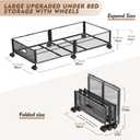Under Bed Storage with Wheels, 31.5in / 35L Large Rolling Underbed Storage, Underbed Drawer on Wheels, Tool-free Assembly Metal Under Bed Drawers Organizer Container for Bedroom Shoes Clothes Toys, Black