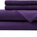 Hotel Sheets Direct 4 Piece Bed Sheet Set Queen Size, 100% Viscose Derived from Bamboo Sheets Set with 2 Pillowcases, Cooling & Breathable Luxury Bedding, MoistureWicking & Silky Soft Texture, Purple