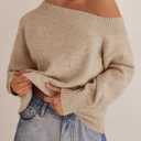 Saodimallsu Womens Off The Shoulder Sweater (Beige, M)