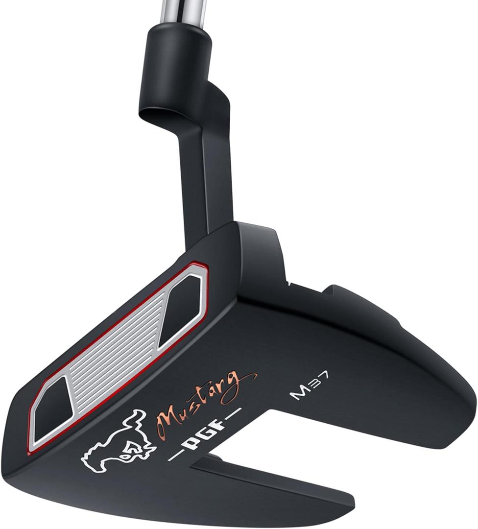 PGF Mustang Forged Blade & Mallet Plumbers Neck Putter [Black] [Length:33"-34"-35"] Crafted with Precision