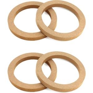 QWORK Wooden Speaker Spacer Rings, 4 Pcs 6.5" Car MDF Speaker Ring, MDF Tweeter Wood Rings for 6.5 Inch Speakers