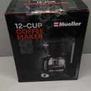 Mueller 12-Cup Drip Coffee Maker - Borosilicate Carafe, Auto-Off, Reusable Filter, Anti-Drip, Keep-Warm Function, Clear Water Level Window Coffee Machine, Kitchen Essentials & Accessories (Black)