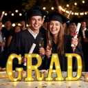 GRAD Marquee Number Lights Black and Gold 8.07 Inch LED Signs for Class of 2026 Graduation Decorations, Battery Operated Senior Prom & College Commencement Ceremony Photo Prop Background