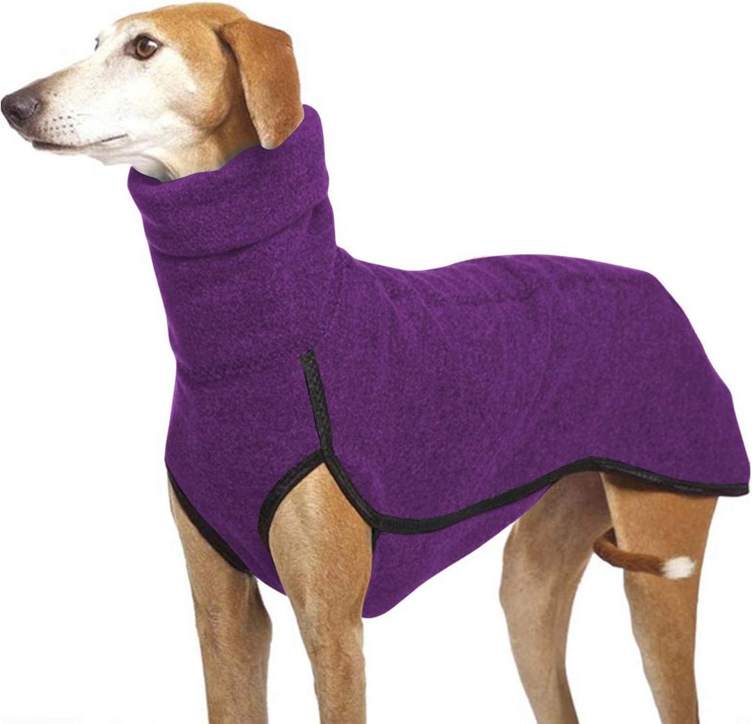 Esobo Fleece Dog Apparel Winter Warm Dog Coat Doggie Turtleneck Cozy Jacket Soft Shirt Vest Stylish Pet Outfits for Small Medium Large Dogs (Purple)