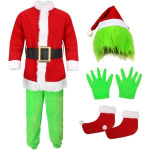 Christmas Green Monster Costume Kids Furry Santa Claus Outfit Christmas Cosplay Costume Holiday Party Dress up (Medium) Christmas Green Monster Costume Kids Furry Santa Claus Outfit Christmas Cosplay Costume Holiday Party Dress up (Medium)