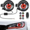 Demon Eye Headlights LED Kit, 2PCS Dynamic Devil Eye Lights with HD Lens, 6 Animated Effects with Mode/Switch Control, Universal 12 to 36 Volt Eyeball Lighting for Custom Vehicle Styling