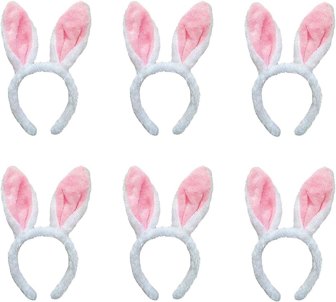 Plush Bunny Ears Hairbands 6 Pieces Cute Bunny Ears Headband Rabbit Ear Bunny Costume for Easter