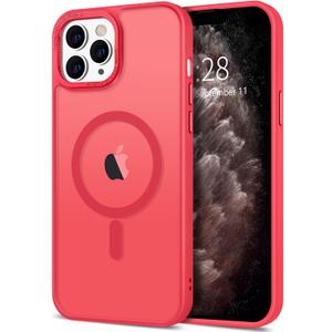 Hython Case for iPhone 11 Pro Max Case Magnetic Translucent Matte Phone Cases 6.5" [Compatible with MagSafe] Thin Slim Fit Shockproof Bumper Hard Protective Cover for Women Men Girls, Frosted Red