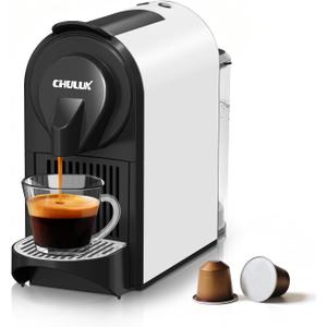 CHULUX Mini Espresso Pod Machine for NS Original Capsule, 20 Bar Single Serve Expresso Coffee Maker, 1400W (White with Sliver Tray)