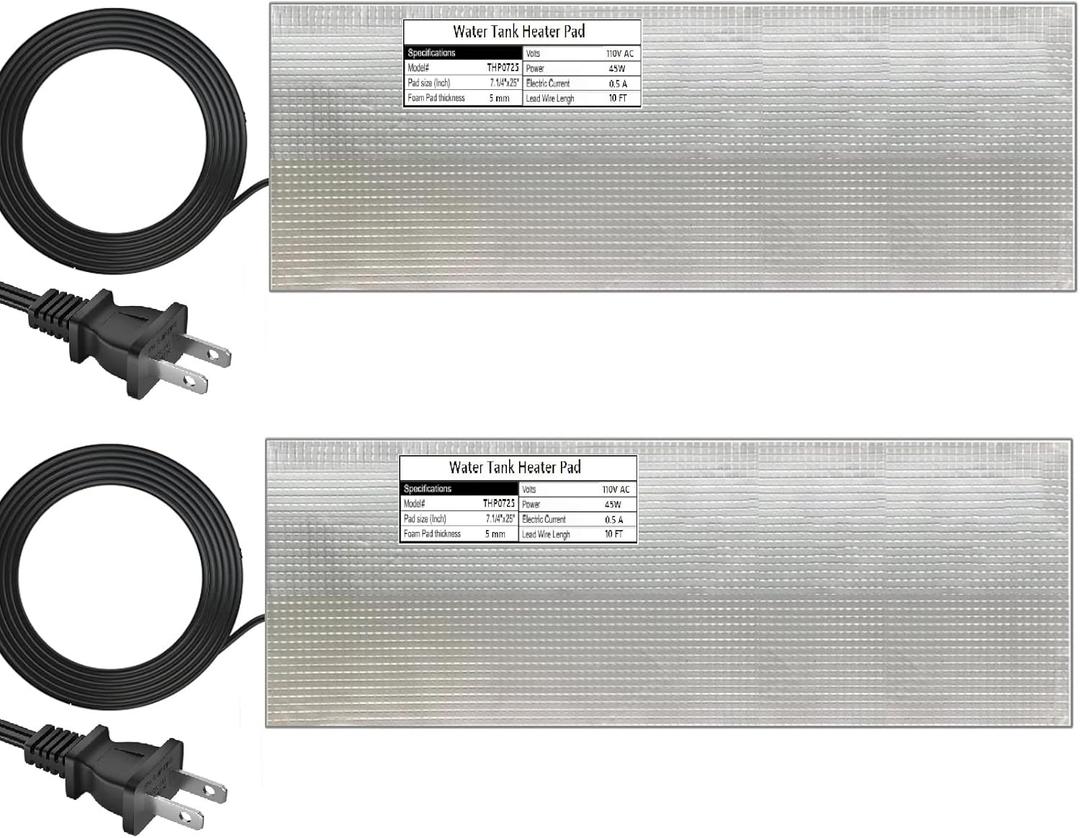 H&G lifestyles RV Holding Tank Heater Pad Use with Up to 50 Gallons Fresh Water 120V 7-1/4"x25" Holding Tank Heating Pad with Constant Temperature Heating Plate (Pack of 2)