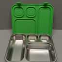 Elk and Friends Kids Stainless Steel Bento Box with Silicone Lid | Leak-proof | Toddler Lunch Container | 4 Compartments | Dishwasher Safe (Green)