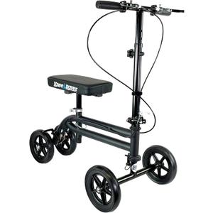 KneeRover Economy Knee Scooter Steerable Knee Walker for Adults for Foot Surgery, Broken Ankle, Foot Injuries - Foldable Knee Rover Scooter for Broken Foot Injured Leg Crutch with Dual Brakes (Black) (1 Count (Pack of 1), Matte Black)