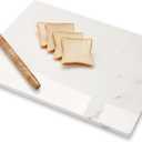Diflart Natural Marble Stone Cutting Board for Kitchen, 16x20 Inch, White with Gold Veins, Marble Slab Pastry Board Large with Non-Slip Feet for Baking, Cheese, Charcuterie, Chocolate, Pack of 1 Pcs