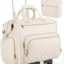 Rolling Teacher Bag, 16 Inch Rolling Laptop Bag with Detachable Dolly & Teacher File Tote, Large Roller Briefcase for Teaching Office Work, Women, Craft Nurse,Beige