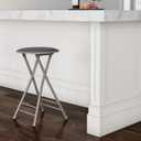 Lavish Home Folding Stool - Backless 24-Inch Stool with 225lb Capacity for Kitchen or Rec Room - Portable Indoor Counter Bar Stools (Gray)