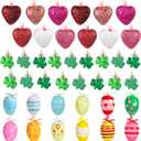 Jutom 54 Pcs Easter Ornaments for Tree Hanging Easter Egg Shamrock Clover Heart Ornaments Decorations for Small Tree St. Patrick's Day Home Holiday Party (Classic Style)