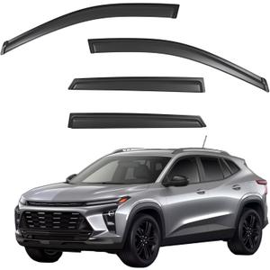 Window Visors Rain Guards fits Chevy Trax 2024-2026, Out-Channel Tape-On Shatterproof Side Window Wind Deflectors Vent Shades Accessories, Dark Smoke 4 Pcs, 2025