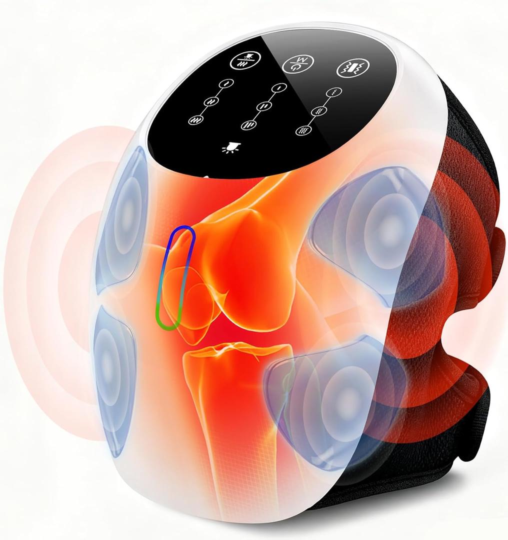 World's First 360 Knee Massager with 1-Second Heat - Cordless Red Light Therapy for Joint Comfort, 3 Intensity Levels, Perfect for Athletes, Seniors & Active Adults