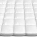 Lavish Home Down Mattress Topper - Full 4-Inch Duck and Goose Feather Bed with Cotton Mattress Topper Cover - Plush Pillow Top for Cushion and Support (White)