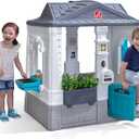 Step2 Neat & Tidy Cottage Kids Playhouse, Indoor/Outdoor Playset, Interactive Play with Sounds, Made of Durable Plastic, for Toddlers 1.5+ Years Old, Grey