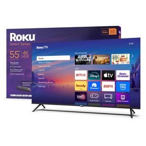 Roku Smart TV – 55-Inch Select Series, 4K HDR TV – Roku TV with Enhanced Voice Remote – Flat Screen LED Television with Wi-Fi for Streaming Live Local News, Sports, Family Entertainment