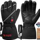 SAVIOR HEAT Heated Gloves for Men Women, Rechargeable Electric Heated Leather Skiing and Snowboarding Gloves (X-Small, Black)