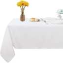 Fitable Rectangle 6 Feet Tablecloth 60x102 inch Tablecloth Stain and Wrinkle Resistant Washable Polyester Table Cloth, Decorative Fabric Table Cover for Dining Table, Buffet Parties and Camping White