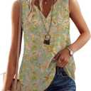 Micoson Summer Tank Tops for Women V Neck Sleeveless Tops Chiffon Casual Loose Flowy Button Down Boho Tshirt 2026 (XXL)